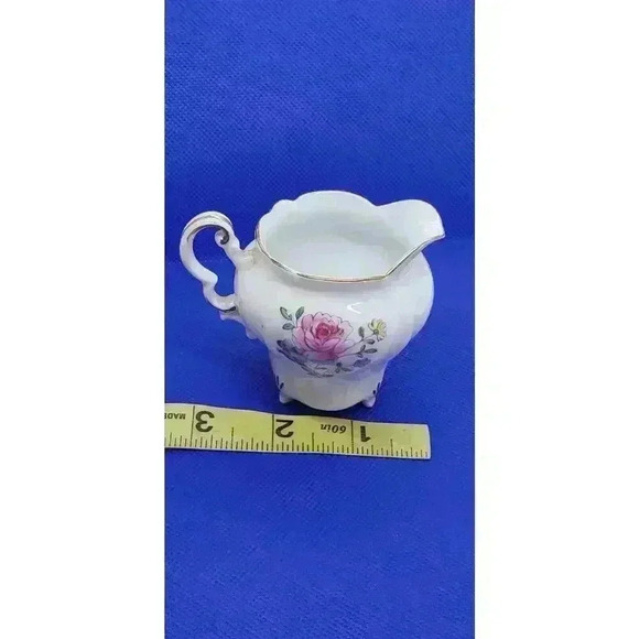 Vintage Mini Pitcher Creamer Syrup Vase Fine China Flowers Rosetti Japan 1950 - Picture 6 of 14